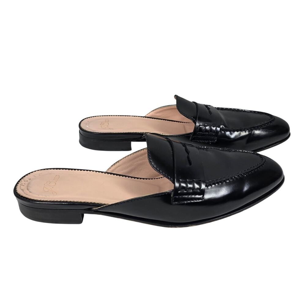 J.CREW ACADEMY SLIP-ON PENNY-LOAFER MULES – BLACK PATENT LEATHER – SIZE 7.5